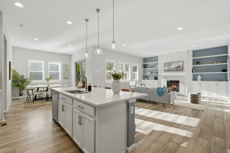 Open kitchen and living area